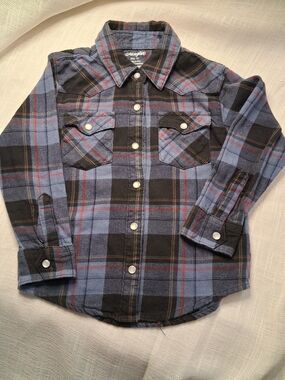 Wrangler Blue & Black Plaid Snap-Front Shirt